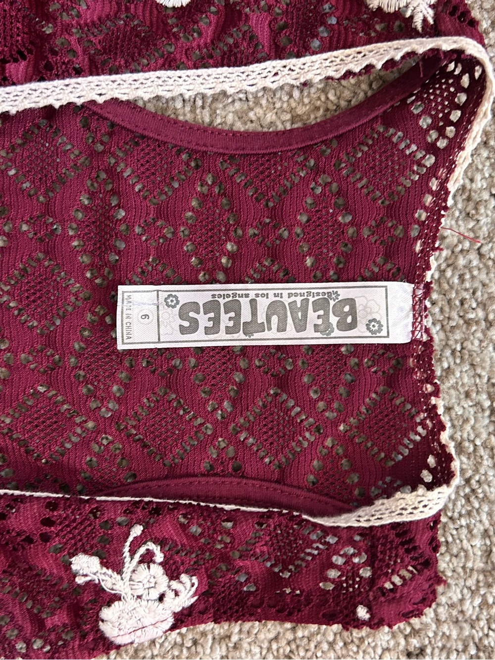 Beautees Crocheted Embroidered Vest. Racerback. Festival. Western. Dark romantic - Picture 2 of 8